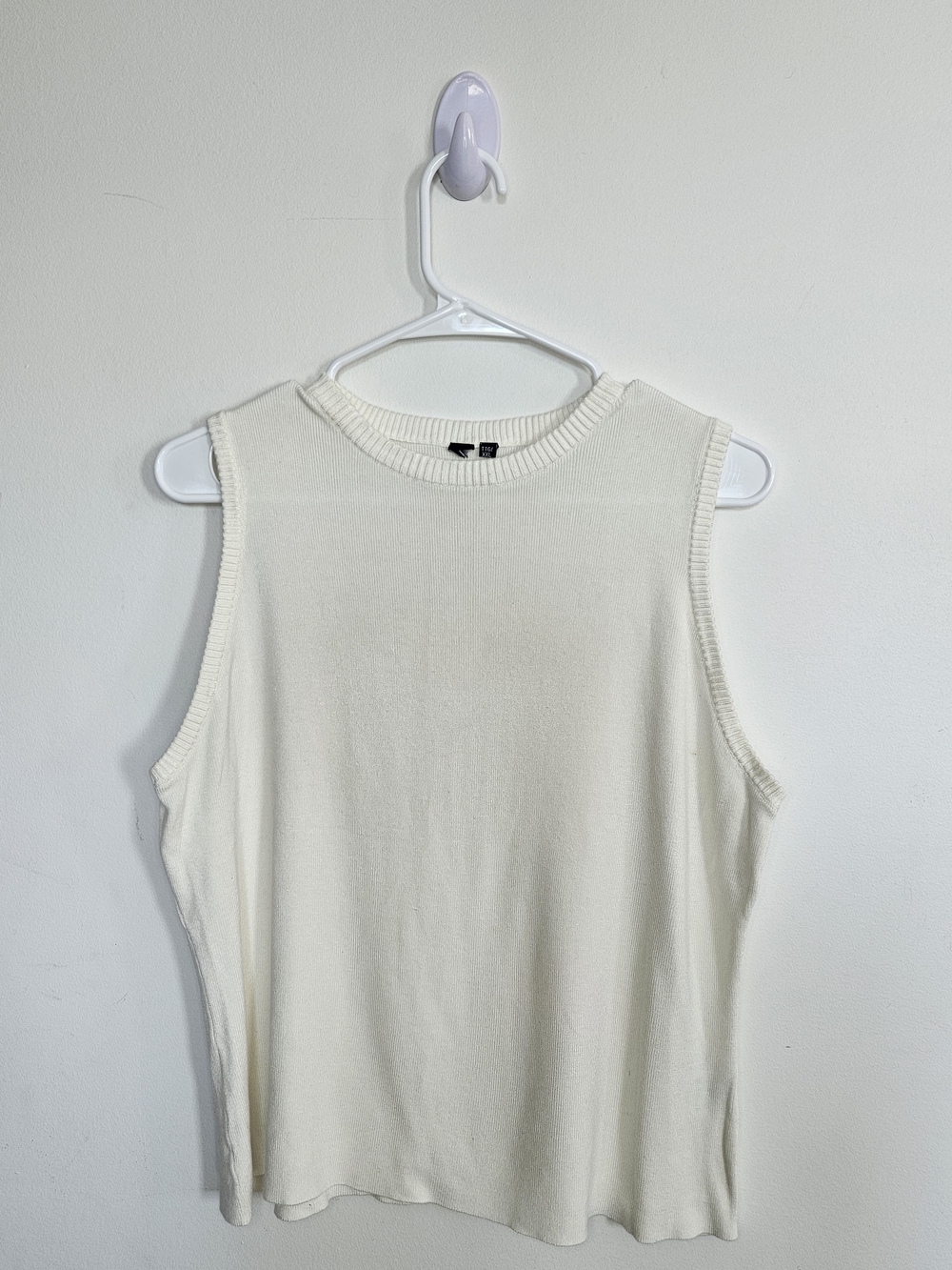 White Sleeveless Knit Sweater Vest Tank Top XXL🔥